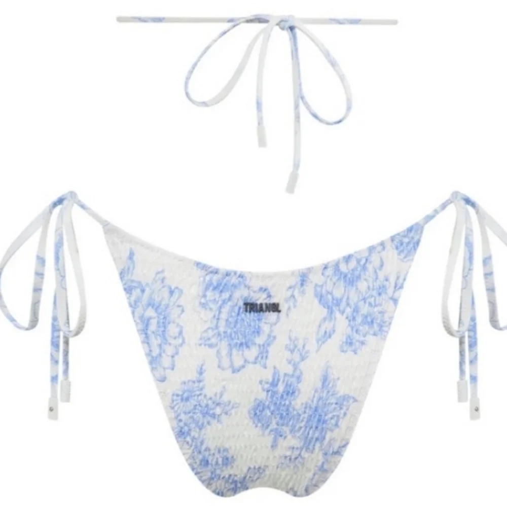 triangl swimwear White and Light Blue Floral Tie-Side Bikini Bottom